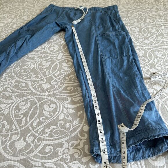 Nicole Miller Pants Women L Chambray Denim Pullon Pockets Jogger Casual Weekend - Picture 6 of 12